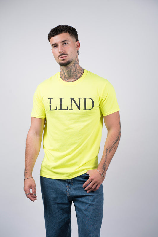 Leme London Standard Fit T-Shirt THE INITIALS Neon Green Light Cotton